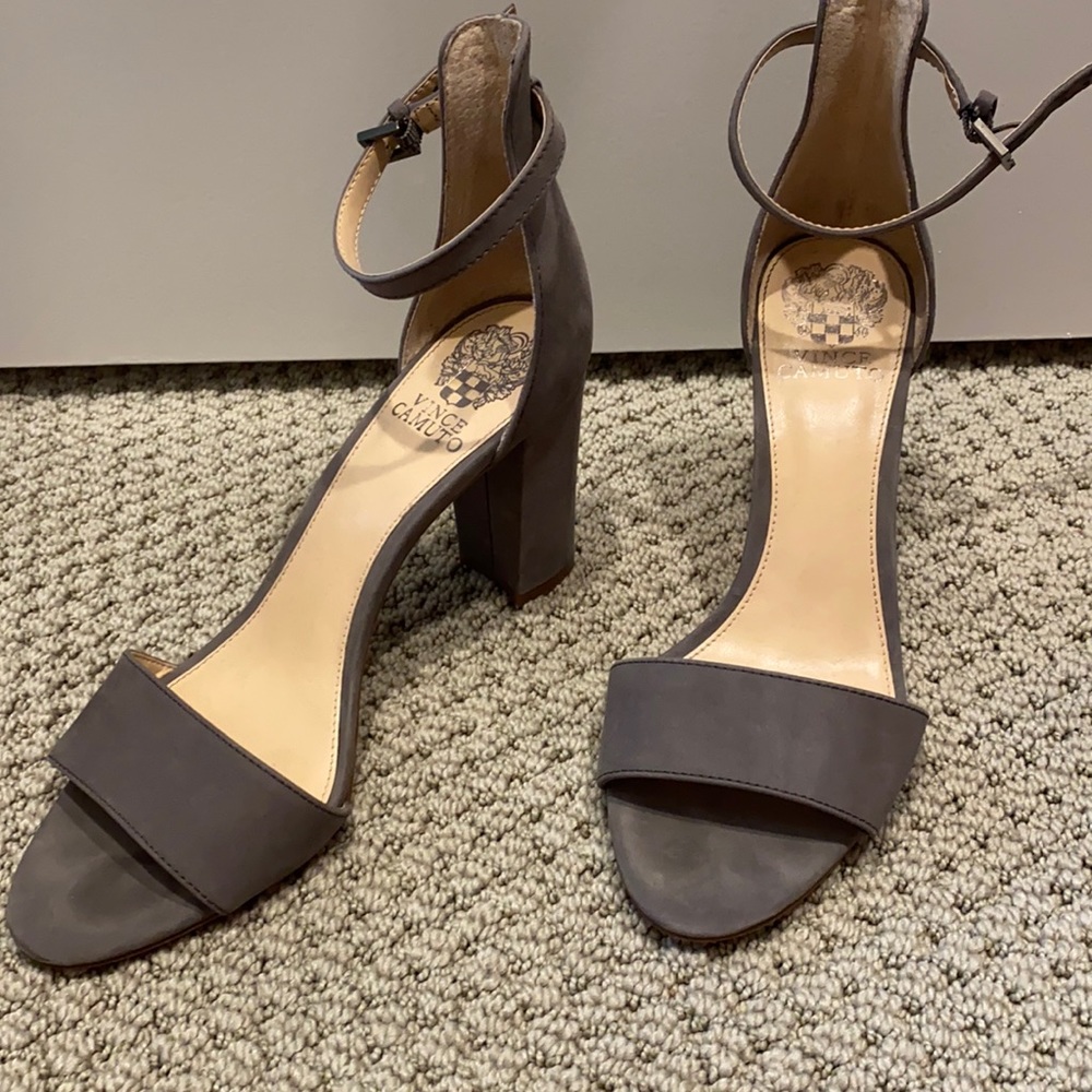 Vince Camuto gray block heels
